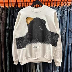 Vintage 90s Hanes Bear Hug Wrap Around Sweatshirt - Made in USA - Size L